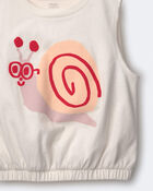Toddler Girl Snail Elastic Waist Tank - Cream, image 6 of 6 slides