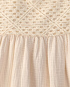 Toddler Girl Crochet Gauze Dress - Ivory, image 3 of 4 slides