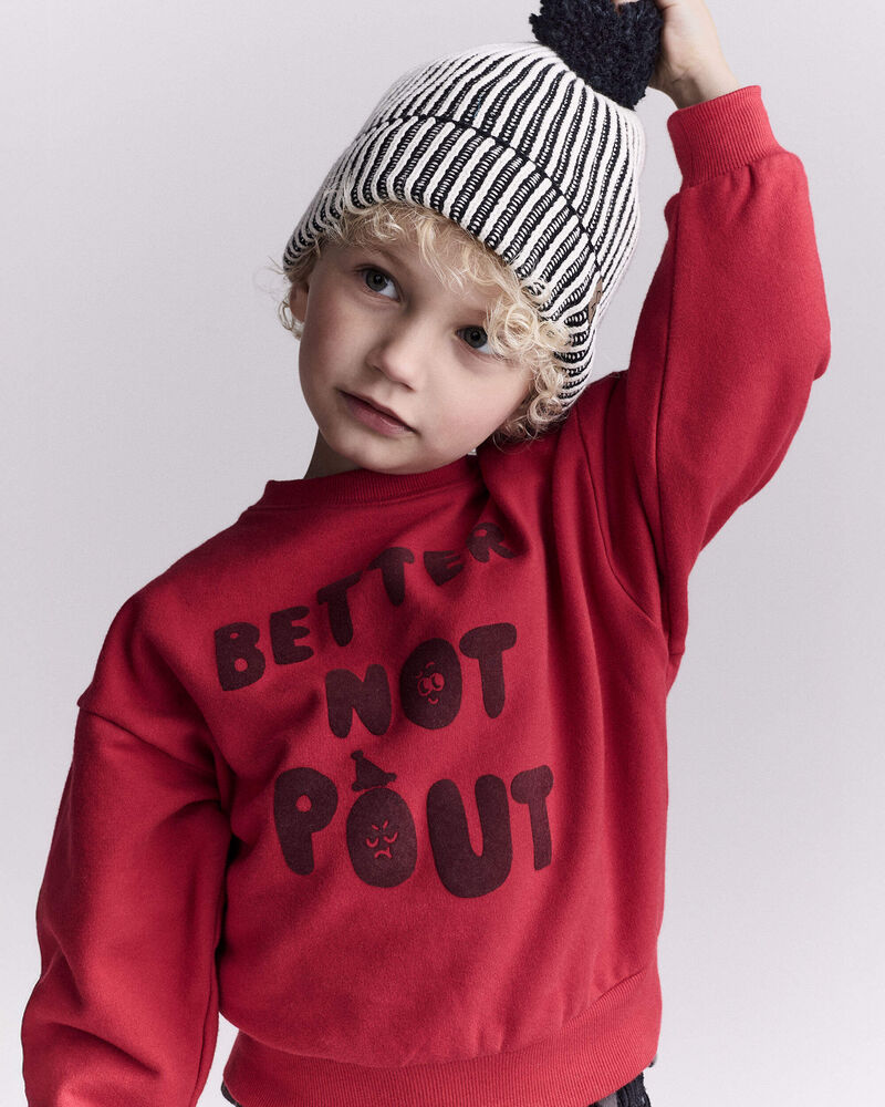 Toddler  'Better Not Pout'  Dolman-Sleeve Sweatshirt - Red, image 1 of 6 slides