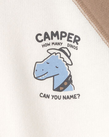 Baby Boy Dinosaur French Terry Pullover Sweatshirt - Brown/Ivory, 