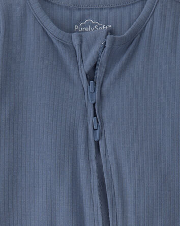 Baby Boy 2-Way Zip PurelySoft Sleep & Play Pajama - Blue, 