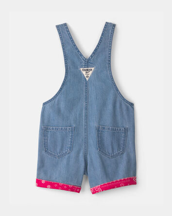 Toddler Girl Bandana Denim Shortall - Medium Wash, 