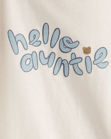 Baby 'Hello Auntie' Short-Sleeve Graphic Bodysuit - Cream, 