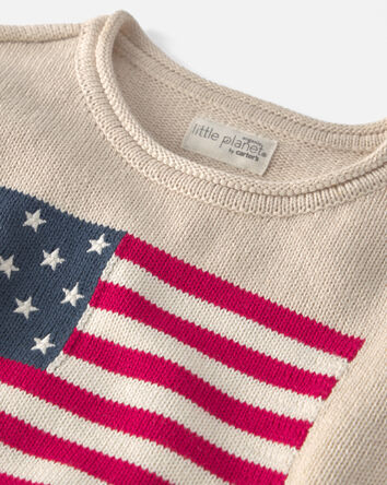 Toddler Organic Cotton American Flag Knit Sweater, 