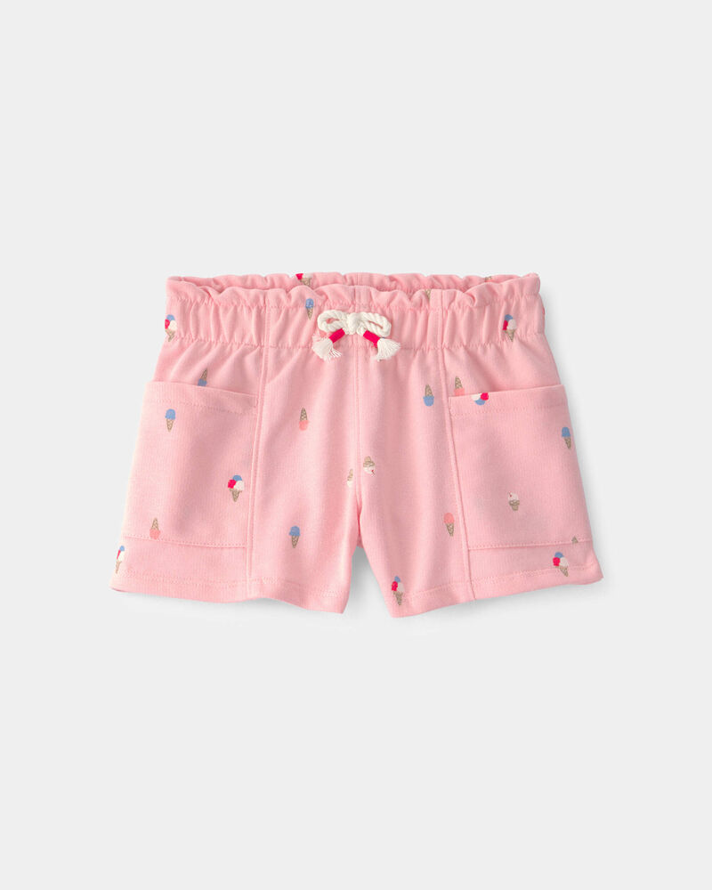 Toddler Girl Ice Cream French Terry Shorts - Pink, image 1 of 4 slides