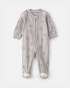 Baby Sheep 100% Cotton 2-Way Zip Sleep & Play Pajamas - Grey, image 1 of 5 slides
