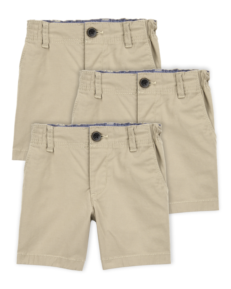 Toddler Boy 3-Pack Stretch Chino Uniform Shorts - Khaki, image 1 of 4 slides