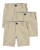 Toddler Boy 3-Pack Stretch Chino Uniform Shorts - Khaki, image 1 of 4 slides