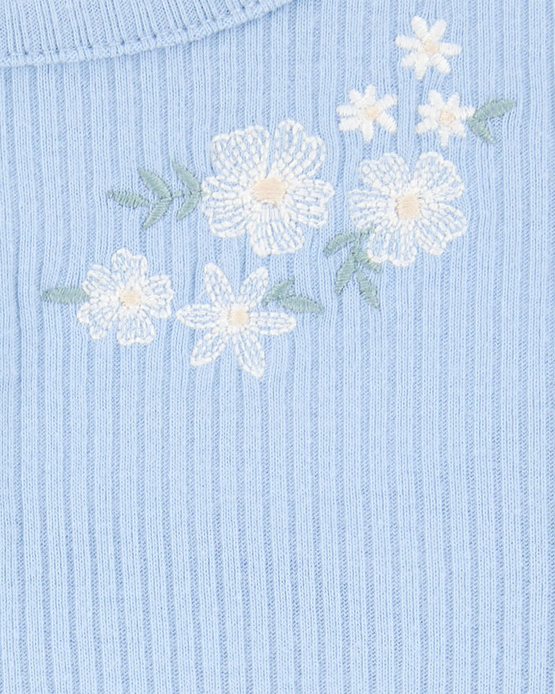 Baby Girl Floral Embroidered Cardigan Dress Set - Blue/White, image 4 of 6 slides