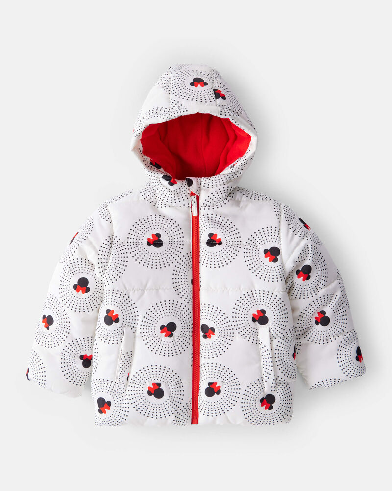 Girls Disney&copy; Minnie Mouse Hooded Heavyweight Winter Jacket - White, image 1 of 3 slides