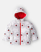 Girls Disney&copy; Minnie Mouse Hooded Heavyweight Winter Jacket - White, image 1 of 3 slides
