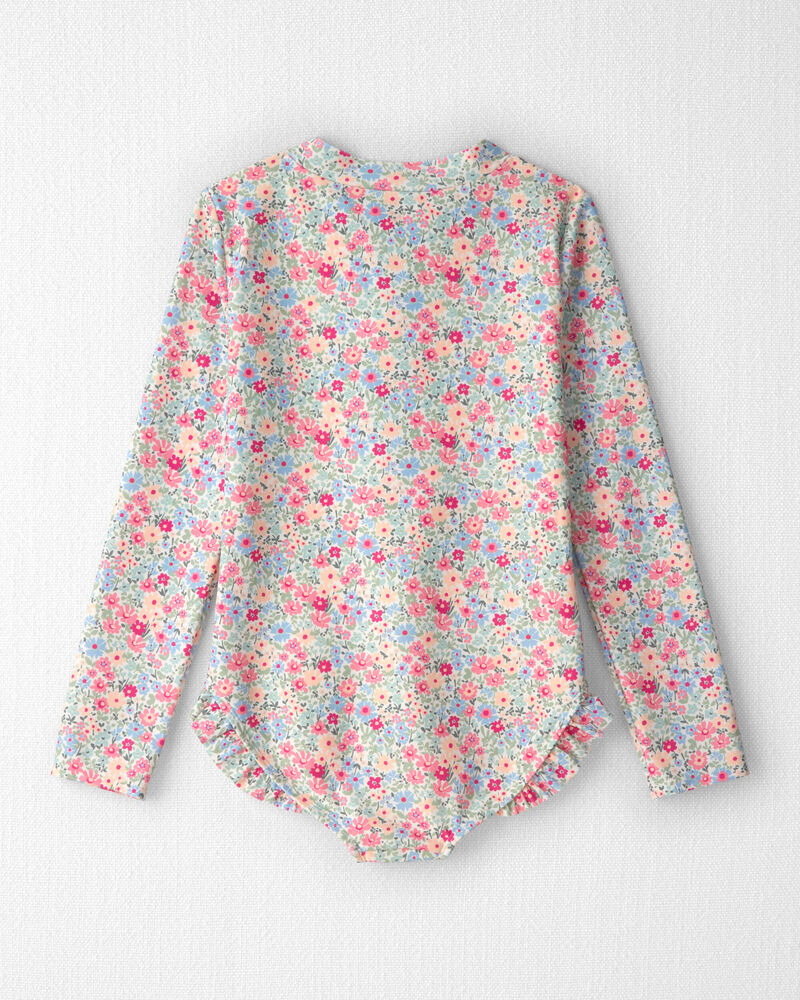 Girls Recycled Rashguard Swimsuit in Meadow Mix, image 2 of 5 slides