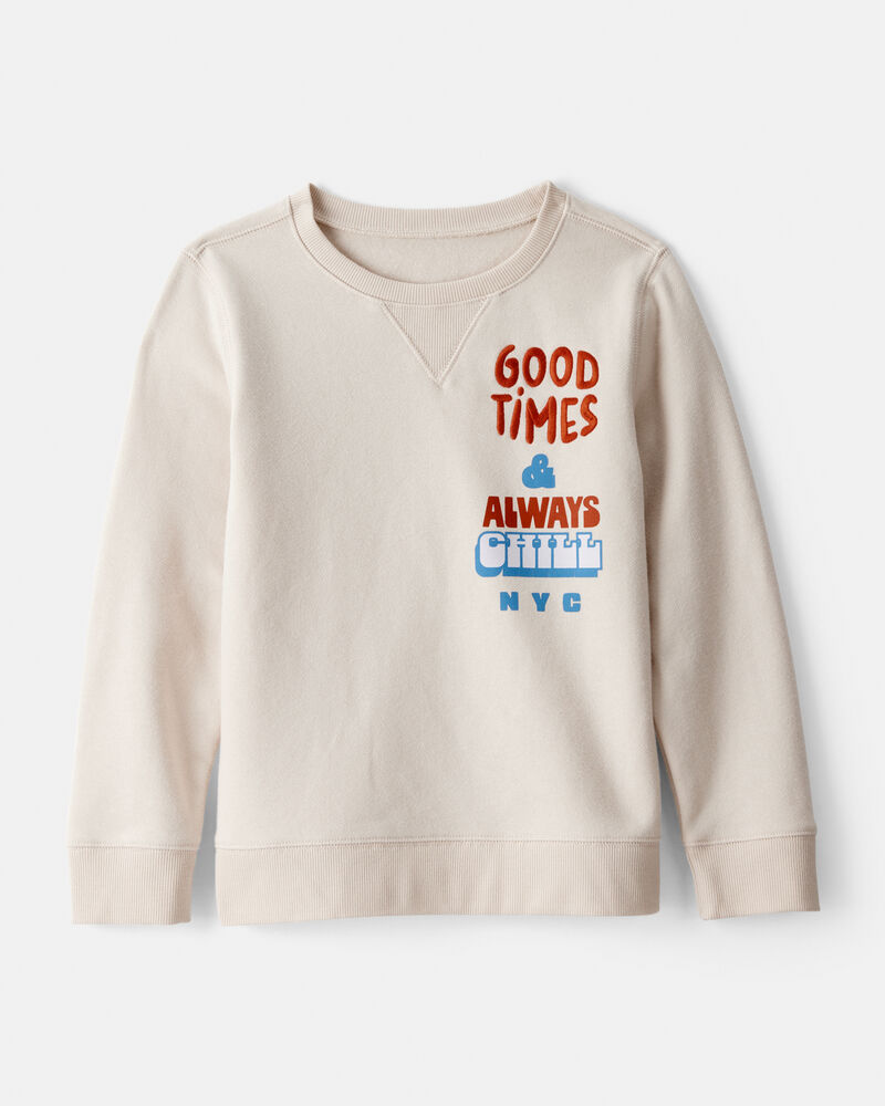 Boys DayDream Fleece Pullover Sweatshirt - Cream, image 1 of 3 slides