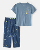 Toddler Boy Bird Loose Fit 2-Piece Pajama Set - Blue, image 1 of 3 slides