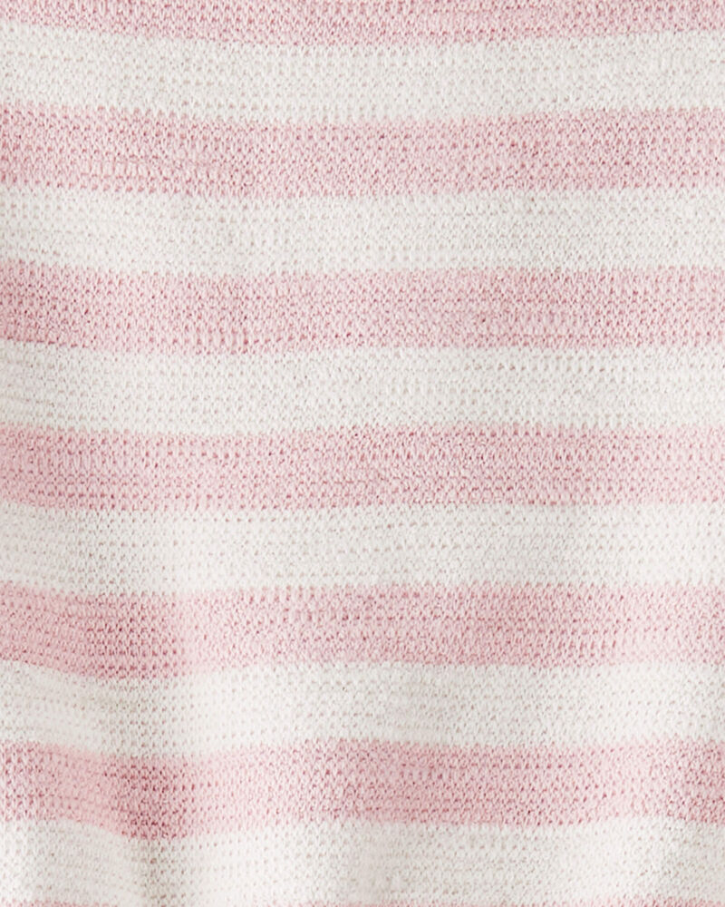 Baby Girl Organic Cotton Pink Striped Bubble Romper, image 3 of 4 slides