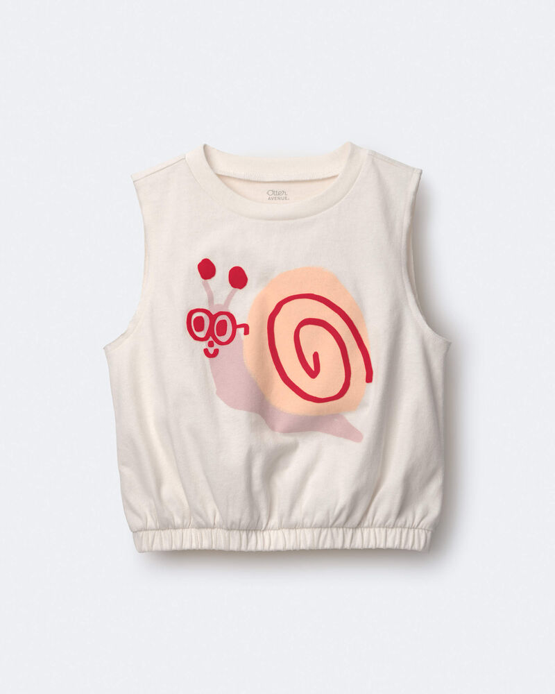 Toddler Girl Snail Elastic Waist Tank - Cream, image 2 of 6 slides