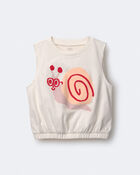 Toddler Girl Snail Elastic Waist Tank - Cream, image 2 of 6 slides