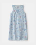 Girls Dolphin Sleeveless Night Gown - Blue, image 1 of 3 slides