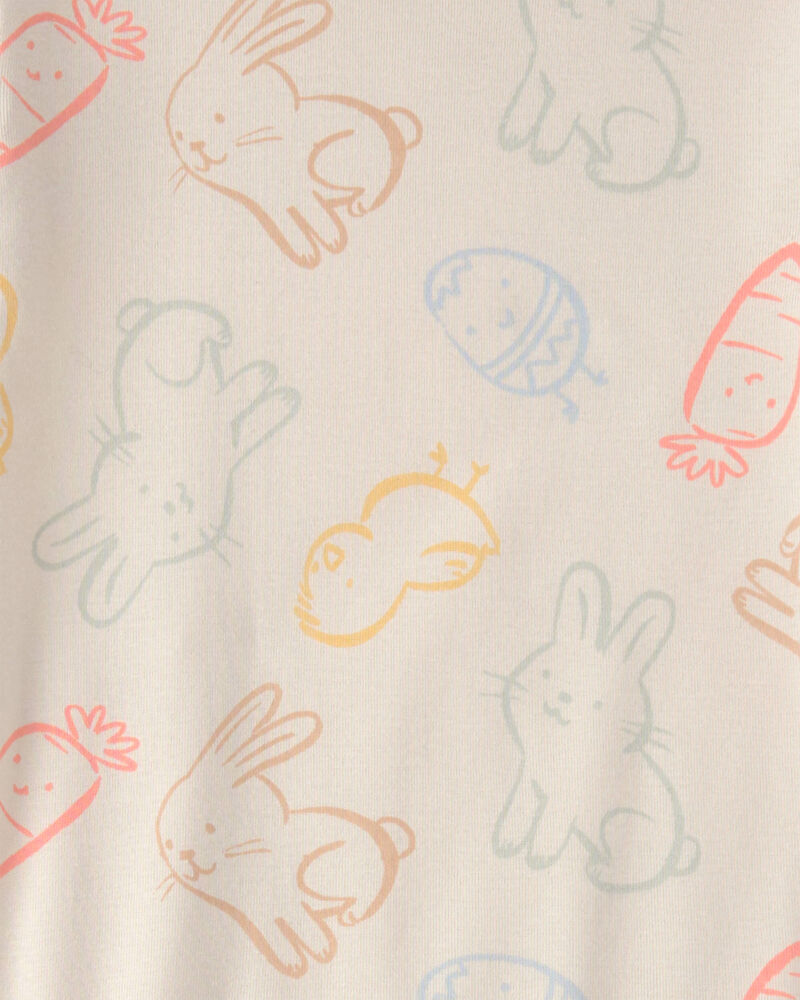 Kids Easter Bunny 100% Cotton Snug Fit 2-Piece Pajama Set - Cream, image 3 of 4 slides