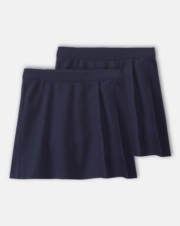 Girls 2-Pack Uniform Ponte Skort - Navy, 