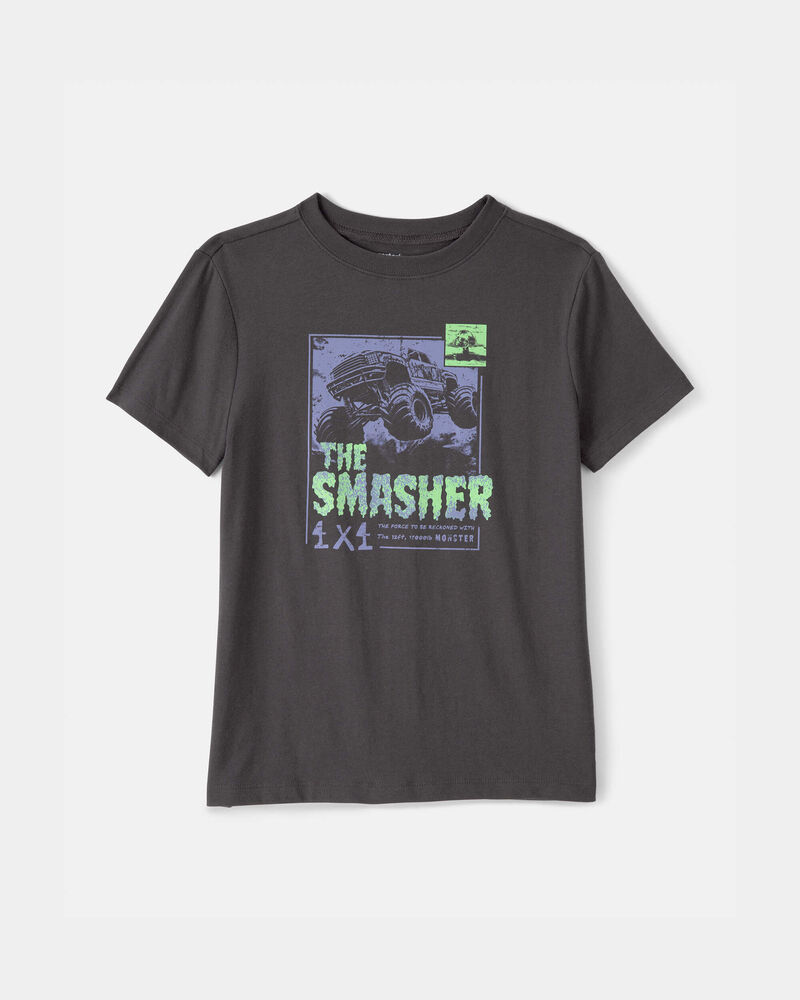 Boys Monster Truck Graphic Tee - Grey, image 1 of 3 slides