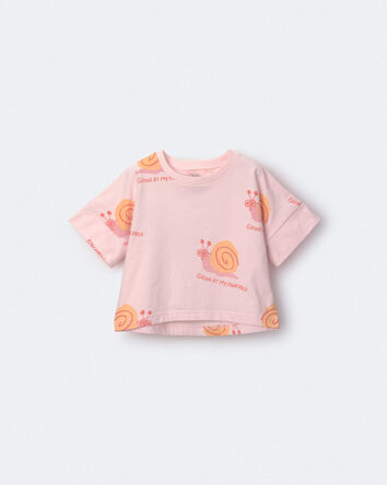 Toddler Girl 'My Own Pace' Snail High-Low Dolman Tee - Light Pink, 