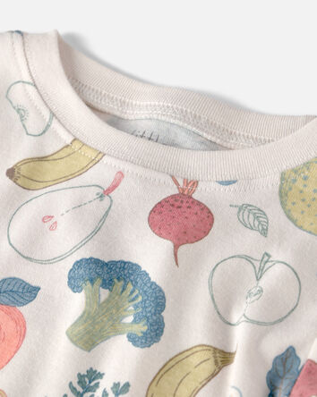 Baby 2-Piece Organic Cotton Ribbed Pajama Set in Veggie Fruit Print, 