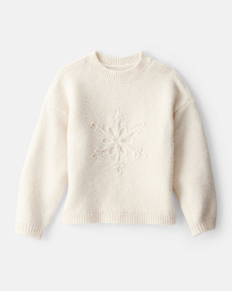Toddler Girl Snowflake Long-Sleeve Sweater - Cream, image 1 of 4 slides