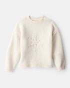 Toddler Girl Snowflake Long-Sleeve Sweater - Cream, image 1 of 4 slides