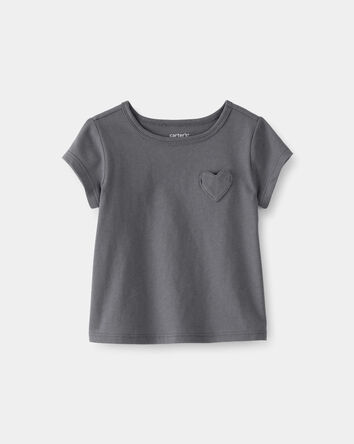 Baby Girl Heart Pocket Top - Grey, 