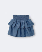 Toddler Girl Smocked Tiered Skirt in Chambray, image 4 of 6 slides