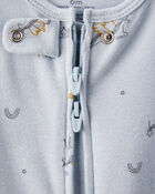 Baby Girl Unicorn Star Print 100% Cotton Long-Sleeve 2-Way Zip Sleep & Play Pajamas - Blue, image 2 of 4 slides