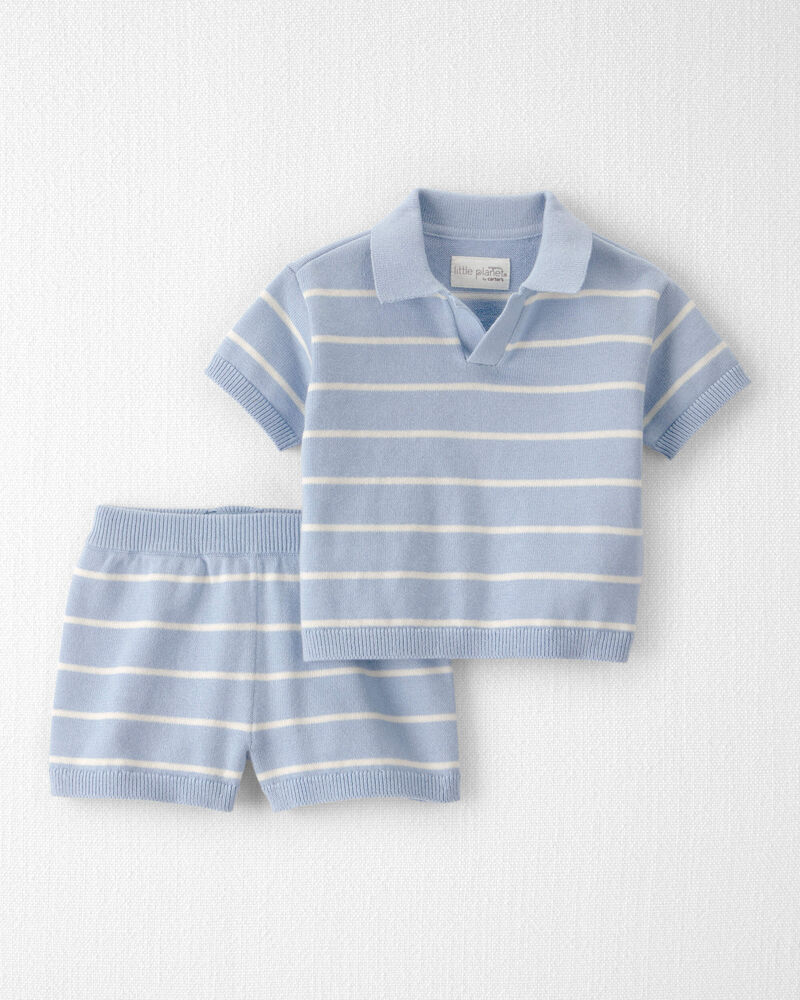 Baby Boy 2-Piece Organic Cotton Top & Short Set in Stripes, image 1 of 5 slides