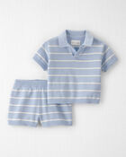 Baby Boy 2-Piece Organic Cotton Top & Short Set in Stripes, image 1 of 5 slides