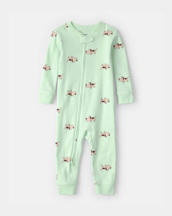 Toddler Dog 100% Cotton Snug Fit 1-Piece Pajama - Green, 