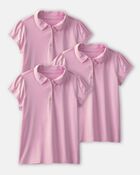 Girls 3-Pack Uniform Polo Shirts - Pink, image 1 of 3 slides