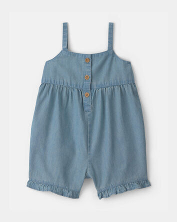 Baby Girl Chambray Sleeveless Romper, 