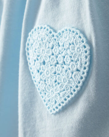 Baby Girl Heart Sleeveless Bodysuit Dress - Blue, 