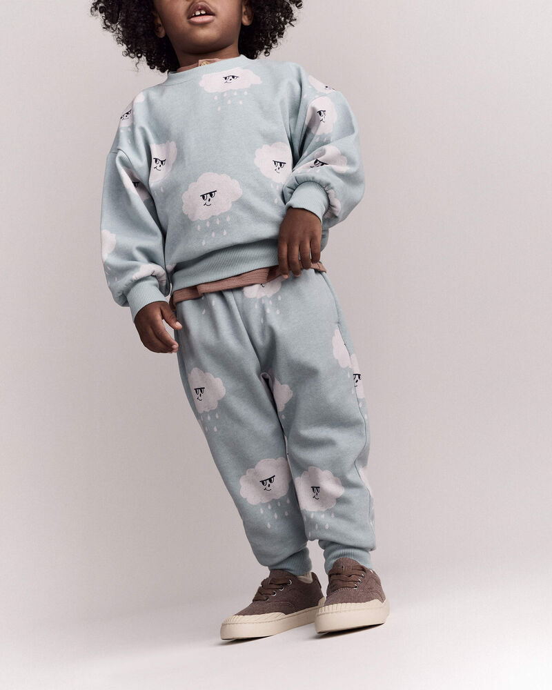 Toddler Wide-Arm Sweatshirt in Rain Cloud Print - Pale Blue, image 3 of 6 slides