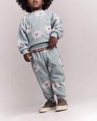 Toddler Wide-Arm Sweatshirt in Rain Cloud Print - Pale Blue, image 3 of 6 slides