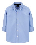 Boys Uniform Button-Front Shirt - Blue, image 2 of 3 slides
