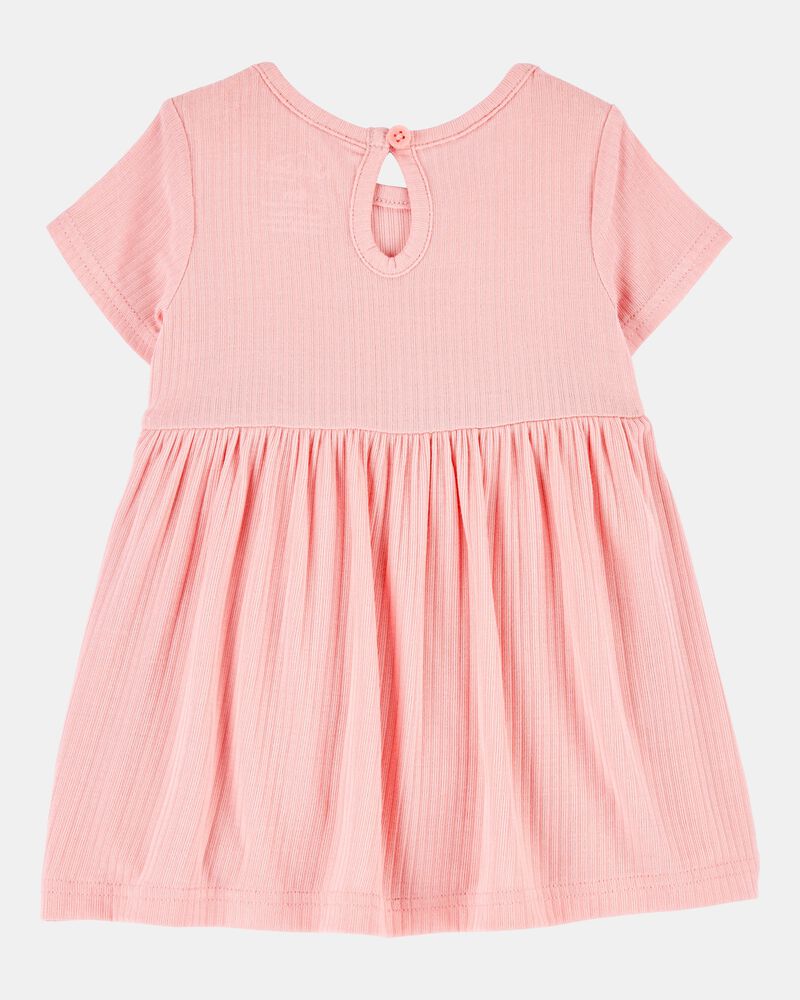 Baby Girl Solid PurelySoft Bodysuit Dress - Pink, image 3 of 7 slides