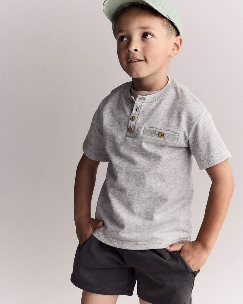 Toddler Boy Button-Front Tee - Grey, image 6 of 6 slides