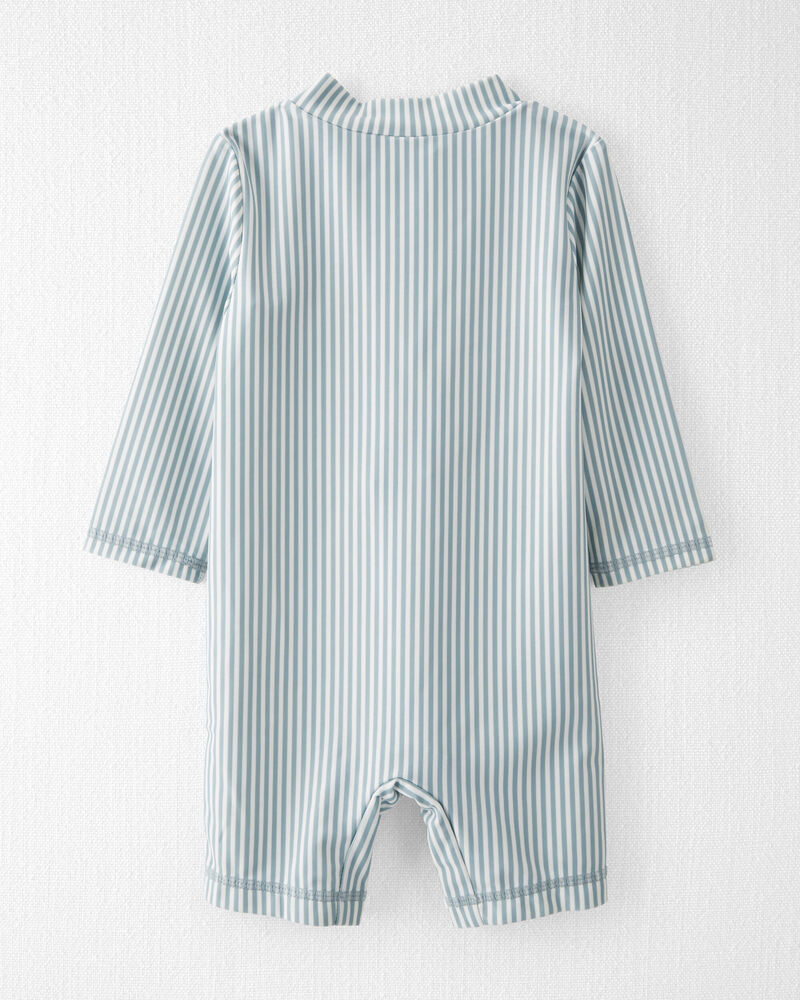 Baby Boy Recycled Long-Sleeve Rashguard Swimsuit in Stripes, image 2 of 5 slides