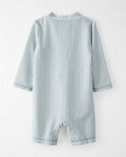 Baby Boy Recycled Long-Sleeve Rashguard Swimsuit in Stripes, image 2 of 5 slides