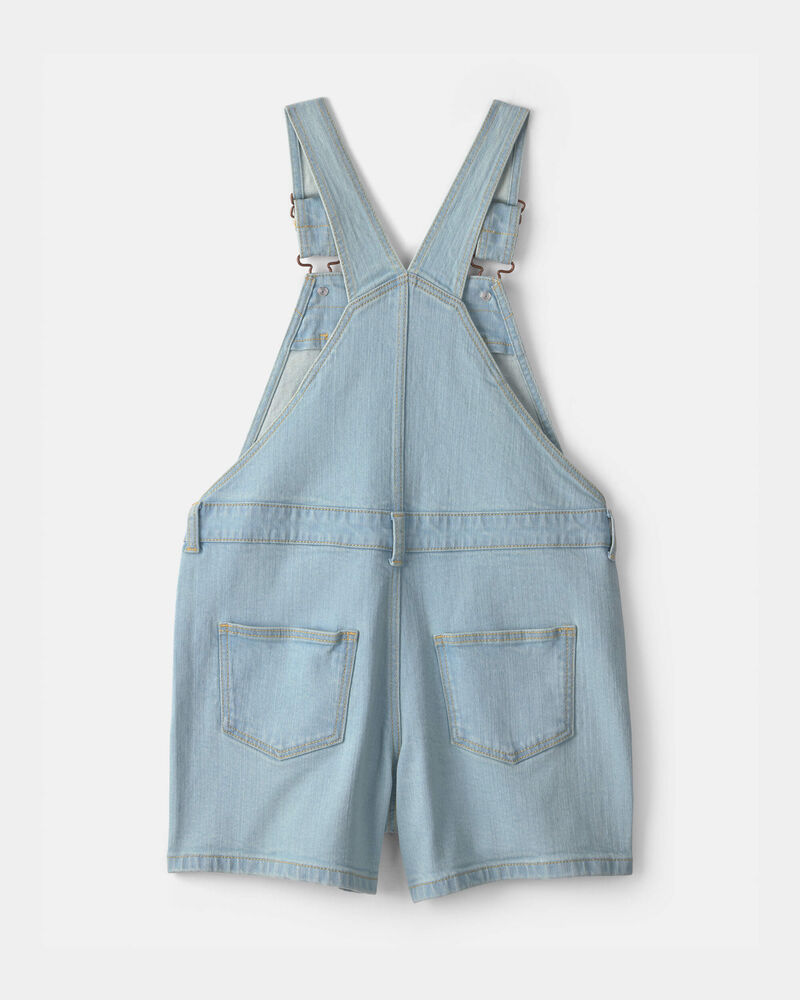 Girls Star Embellished Denim Shortall - Light Wash, image 2 of 5 slides