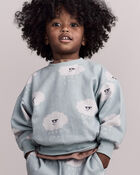 Toddler Wide-Arm Sweatshirt in Rain Cloud Print - Pale Blue, image 1 of 6 slides