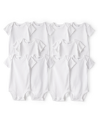 Baby 10-Pack Short Sleeve Cotton Bodysuits - White, image 1 of 4 slides