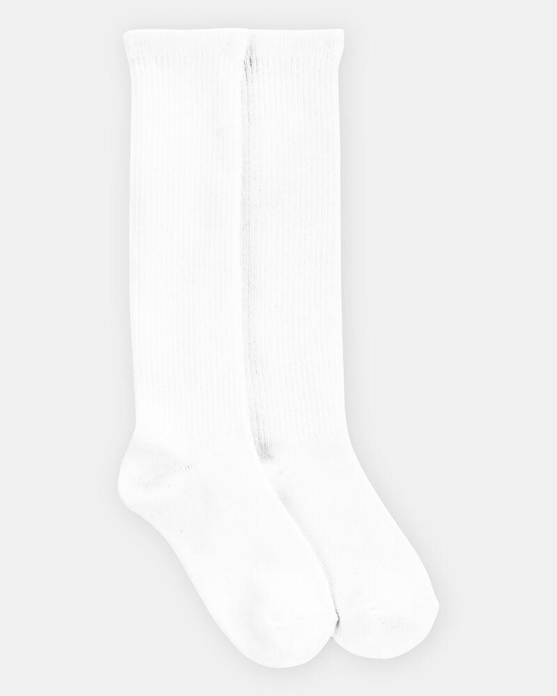 Kid 2-Pack Knee-High Socks - White, image 1 of 2 slides