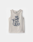 Toddler Boy 'This Way to the Beach' Graphic Tank - Grey, image 1 of 3 slides